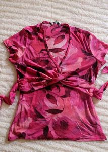 V-Neck  Top with Floral Print