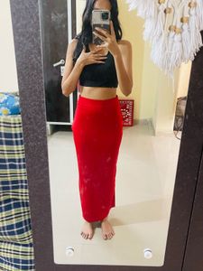 Red Saree Shapewear with Slits