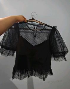 Black Polka Dot Sheer Sleeve 🌶️