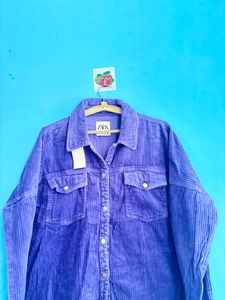 ZARA Purple Corduroy Button-Up Jacket