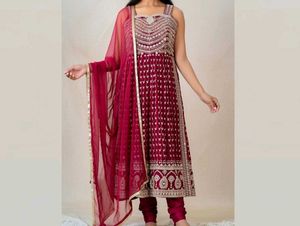 Elegant Maroon Embroidered Salwar Suit