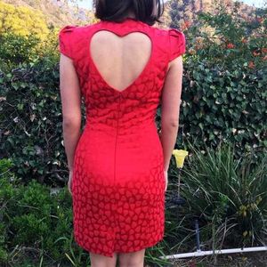 Red Heart Print Dress