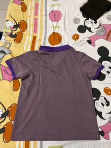 Purple Polo T-Shirt with Contrast Collar