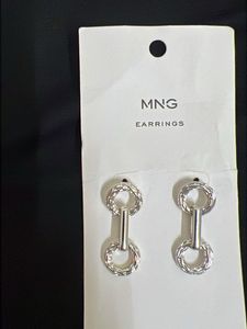 MNG Silver Tone Link Earrings