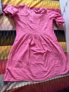 Pink Embroidered Kurta with Tassel Detail