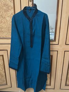 Teal Men’s Kurta Pyjama with Nehru Jacket Set