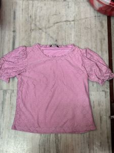 Charming Puff Sleeve Eyelet Top
