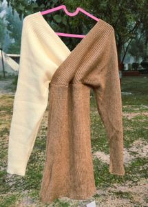 Savana Two-Tone Ribbed Knit Wrap dress for Women
