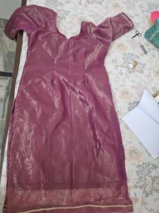 Embroidered Pink glass tissue Kurta set