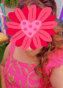 Vibrant Pink Kurta Set with Golden Motifs