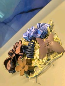 5 Pcs Hair Set | Clips + Scrunchies
