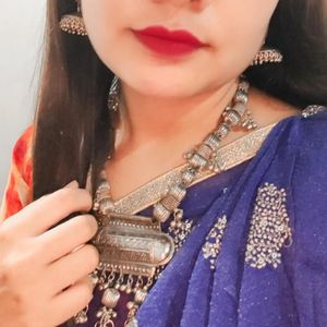 Ethnic Silver Necklace &amp; Earrings Set