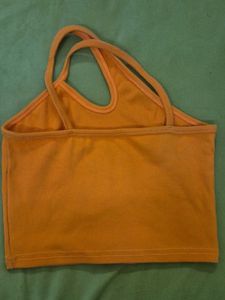 Orange Ribbed Crop Top