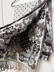 Stylish Scarf with Floral &amp; Polka Dot Print