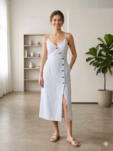 Trf collection Striped Button-Up Midi Dress