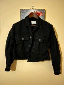 Black Cropped Denim Jacket