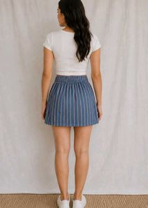 Stylish blue denim mini skirt
