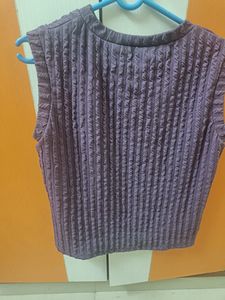 Textured Purple Sleeveless Top