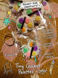 Tiny Crochet Art Palette Keychain 🎨✨