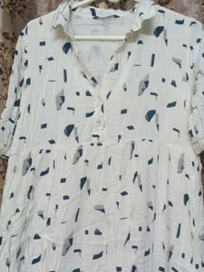 White Printed Casual Dress