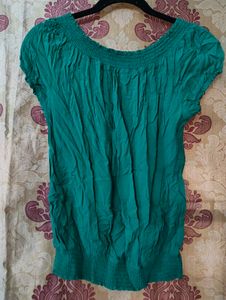 Teal Smocked Neck Top