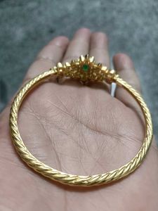 Elegant 22kt Gold Plated Bangle with Green Stone