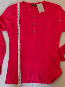Korean Urban Outfitters Red Ribbed Top