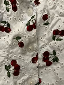 Cute Cherry Print Broderie Anglaise Top