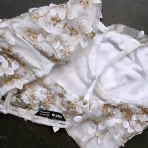 White Floral Sheer Corset Top