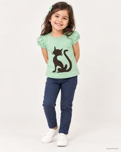 Branded Cute Cat Graphic T-Shirt for Girls