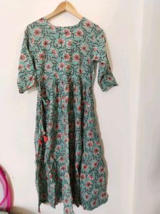 Janasya Gold L Size Anarkali Floor Length Kurta