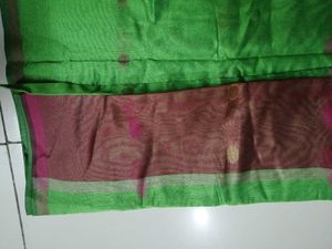 Green Silk Saree with Traditional Border