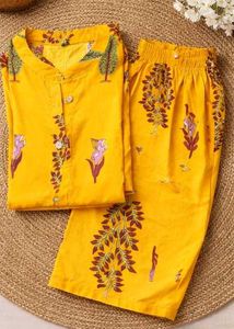 Yellow Printed Kurta Set