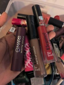 Stylish Blue Dial Watch, lipsticks, nailpaints