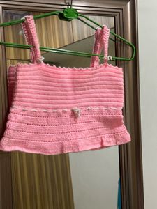 Pink Crochet Crop Top