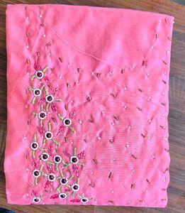 Embroidered Pink kurti material