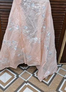 Elegant Peach Kurta with Silver Embellishments