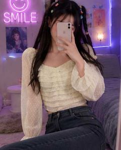 Yellow Net Crop Top