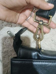 Black Leather Like Messenger Bag