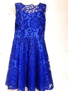 Blue Lace Fit & Flare Dress