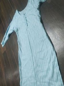 Blue Kurta with Silver Stripes