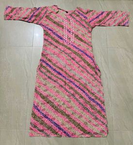 Vibrant Pink Bandhani Print Kurta