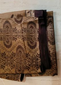 Brown Floral Print Saree