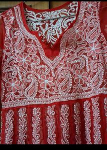 Lucknowi Chikan Long Kurta, Hardly Used.No inner