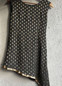 Elegant Black &amp; Gold Kurta Set with Dupatta
