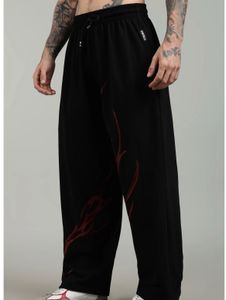 Black Graphic Print Sweatpants