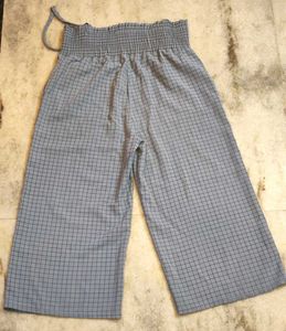 Blue Checkered Wide Leg Pants