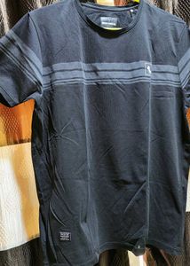Men's Dark Blue Striped T-Shirt