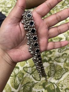 Silver Oxidized Choker Necklace