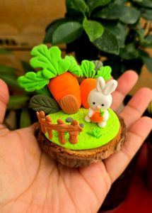 Handmade Clay Bunny & Carrot Diorama